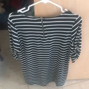 Olivia and mom black and white stripe shirt
